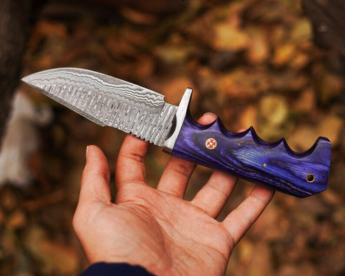 Bobcat Damascus Steel Hunting Knife by cskforged