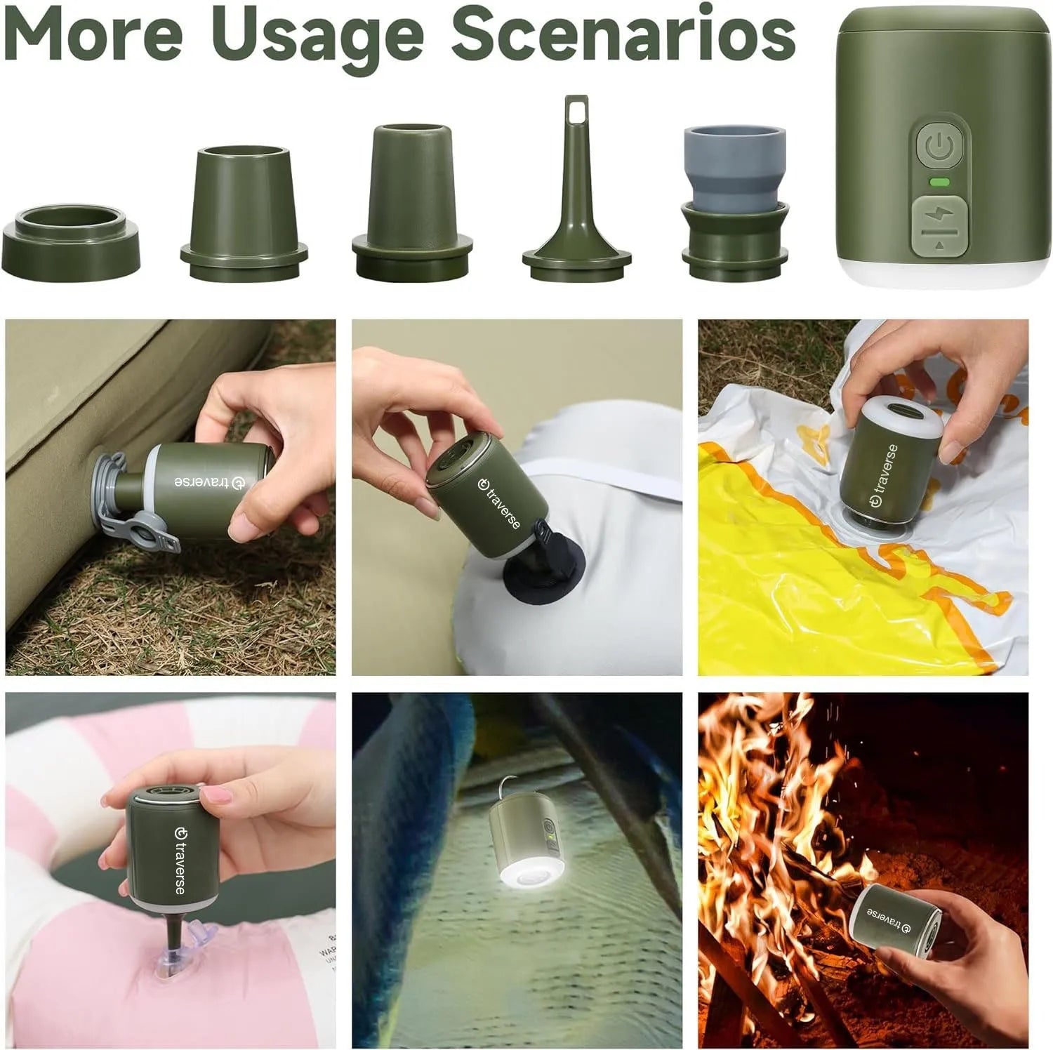 Nano Inflatable Pump with Built-In Lantern Magnetic Portable Design