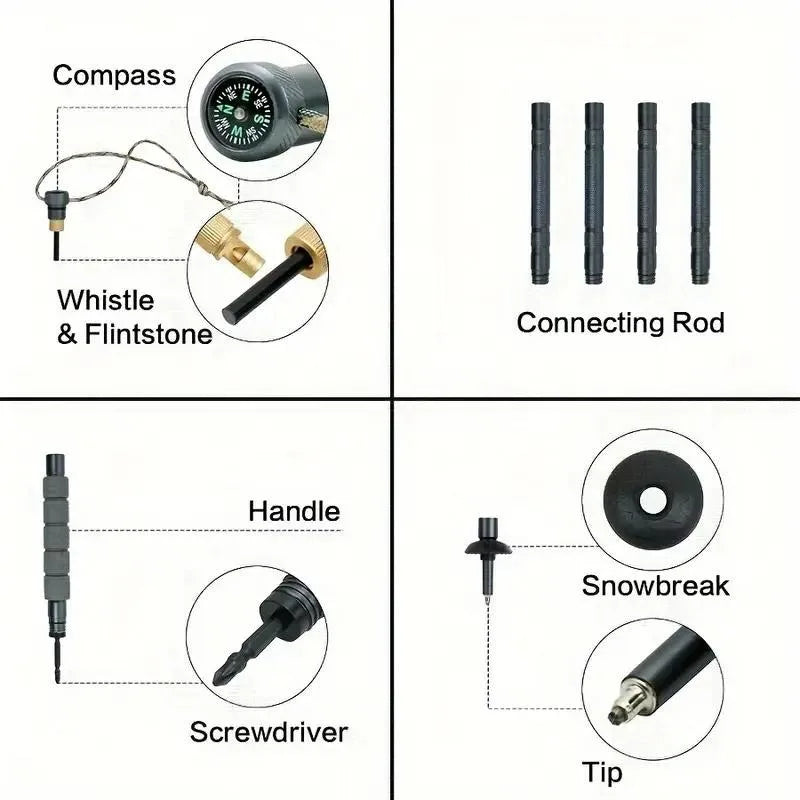 Multi-Purpose Trekking Pole Aluminum Alloy with Insulated Grip