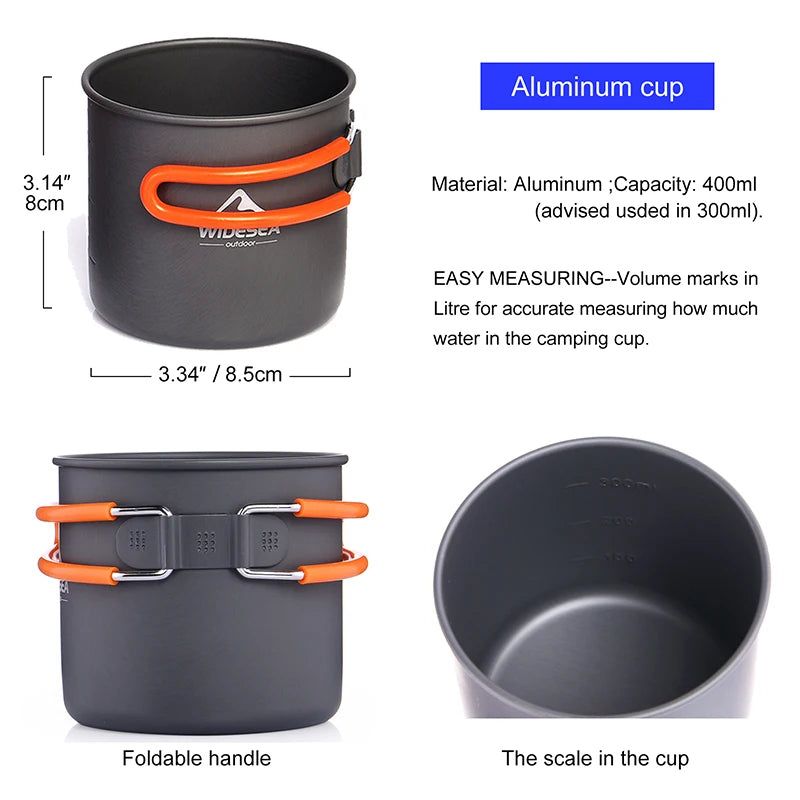Widesea Camping Cookware Set Portable Tableware with Stove and Utensils