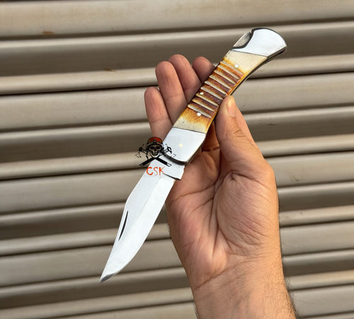 Bone Folding Pocket Knife Handcrafted Lockback Blade Best Gift For Groomsmen