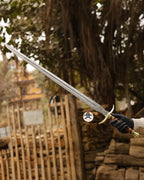 Kingslayer Arming Sword with Damascus Blade & Brass Clip
