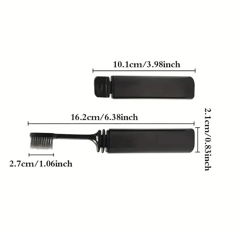 Portable Charcoal Folding Toothbrush - Compact Design for Travel, Camping, and Hiking