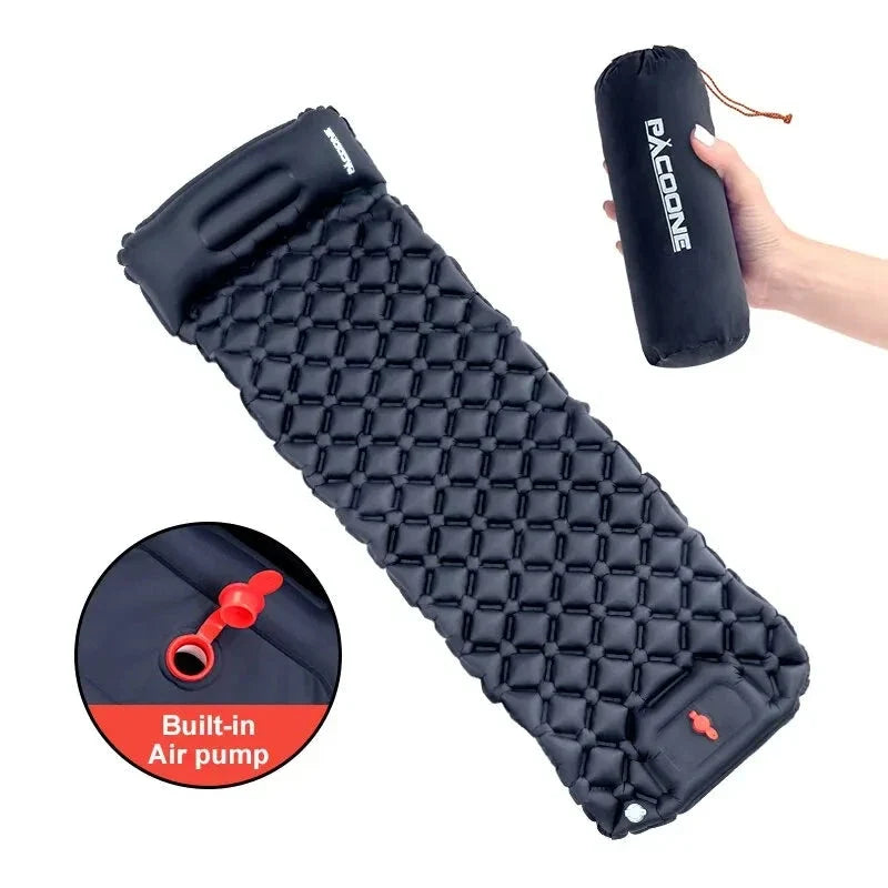 Ultralight Camping Inflatable Mattress with Built-In Pump & Pillow