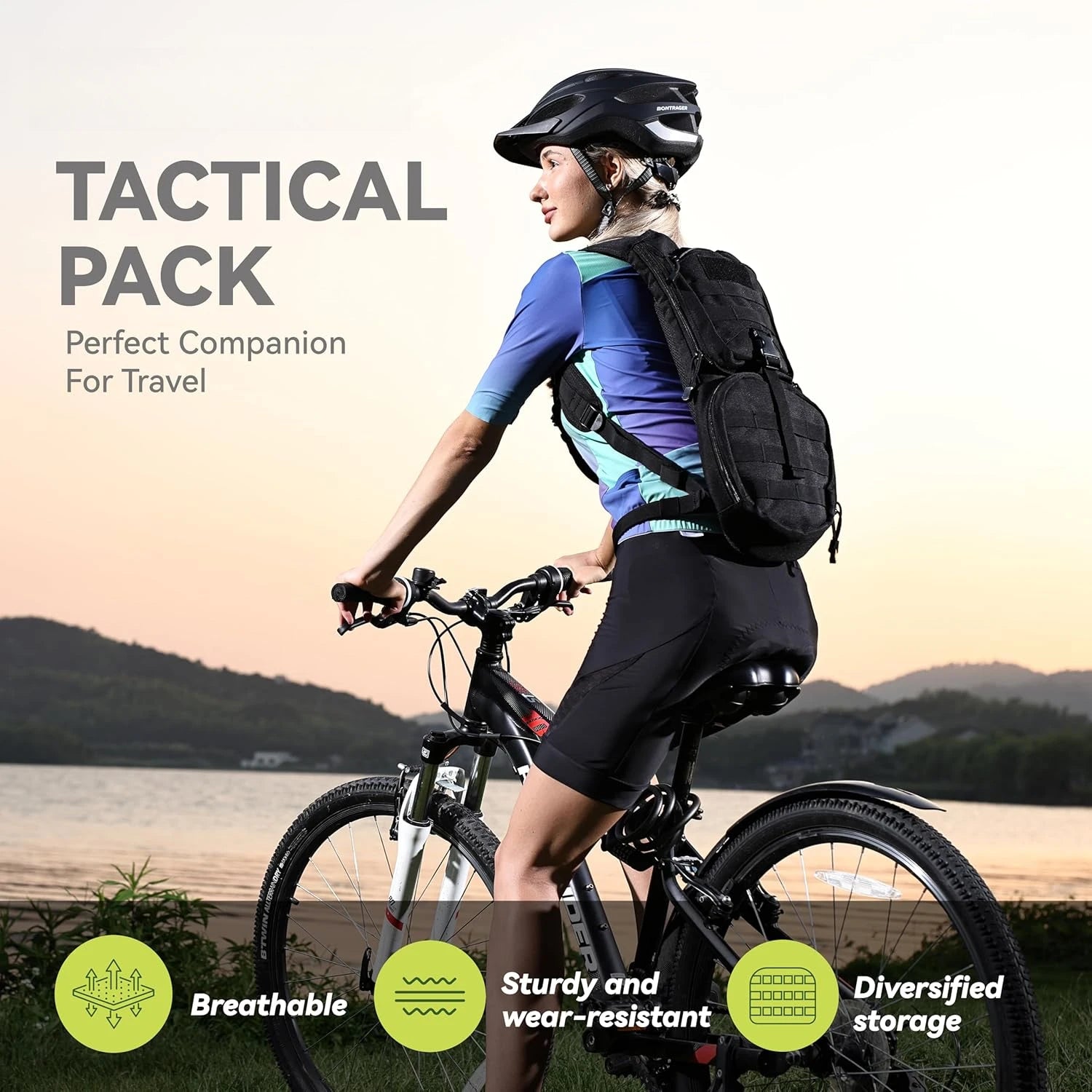 Tactical Hydration Backpack w/ 3L TPU Bladder, Ideal for Cycling, Hiking, Running, etc.