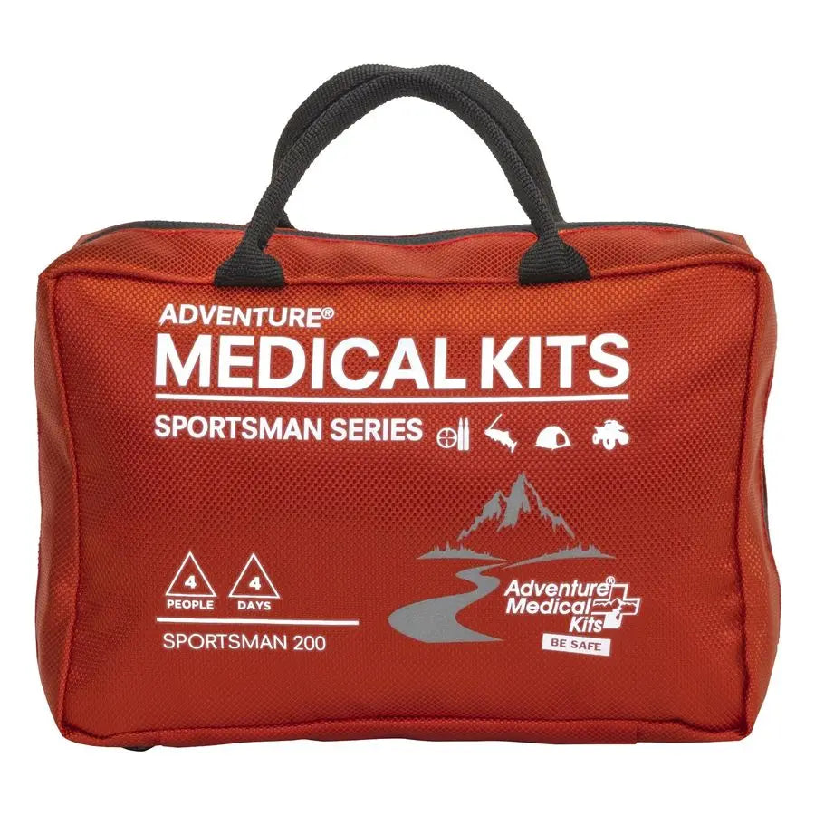 Sportsman Series 200-piece first aid kit for camping, hiking, and hunting, designed for four people