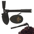Mini folding survival shovel made of lightweight steel with carry bag for outdoor use
