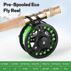 Lightweight 4-piece graphite fly fishing rod and reel combo with starter kit and carry bag.