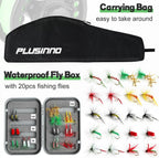 Lightweight 4-piece graphite fly fishing rod and reel combo with starter kit and carry bag.