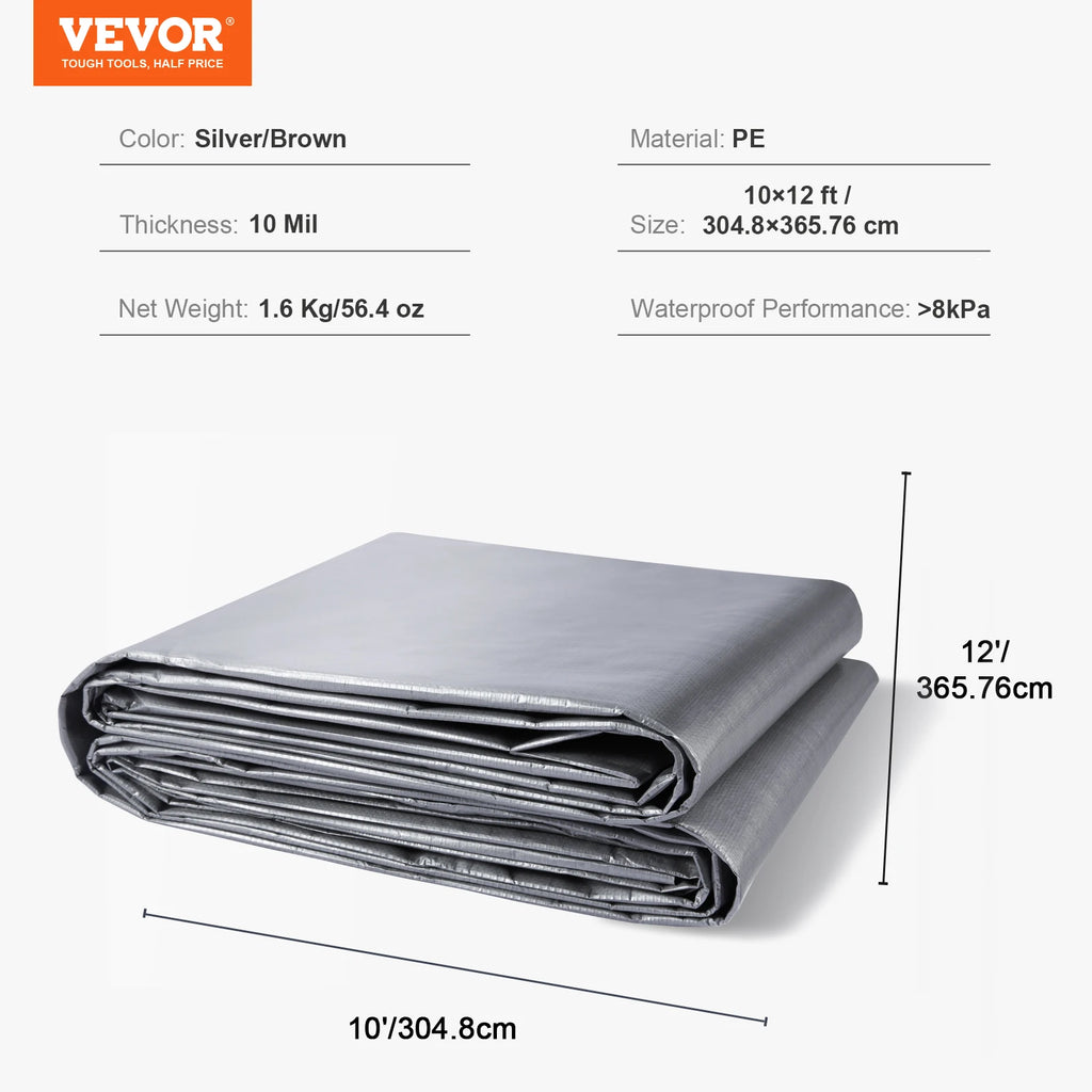Heavy Duty Waterproof Tarp Tear-Proof Poly Tarpaulin with Grommets
