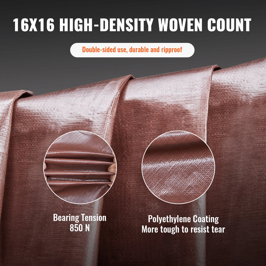 Heavy Duty Waterproof Tarp Tear-Proof Poly Tarpaulin with Grommets