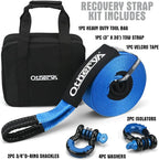 Heavy-Duty Tow Strap 3 in x 30 ft 35,000 lb with D-Ring Shackles