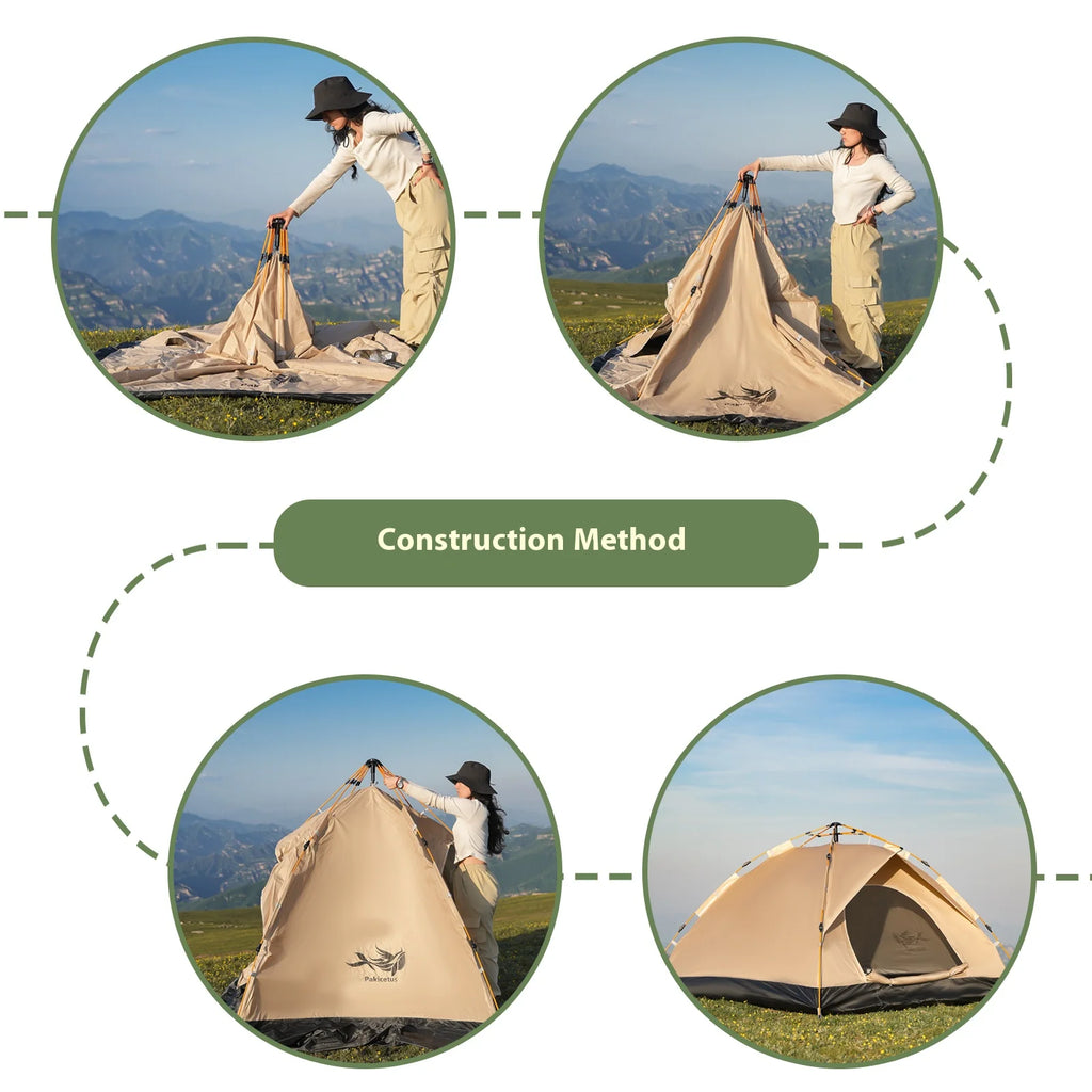 PAKICETUS 2-4 Person Automatic Pop Up Camping Tent, Instant Quick Setup Portable Windproof Tent, Lightweight Backpacking Shelter for Outdoor Travel Hiking Picnic