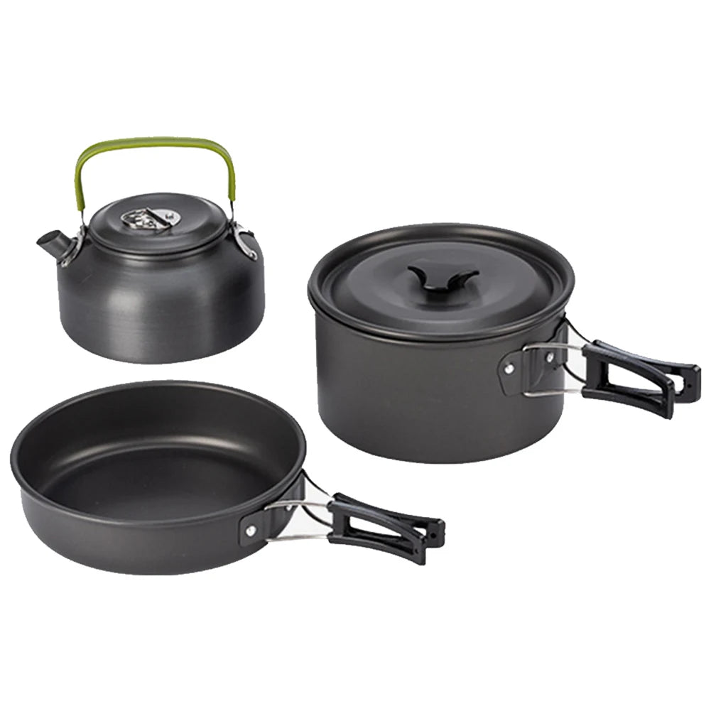3-Piece Camping Cookware Set Pot Pan Kettle for 2–3 Person Backpacking