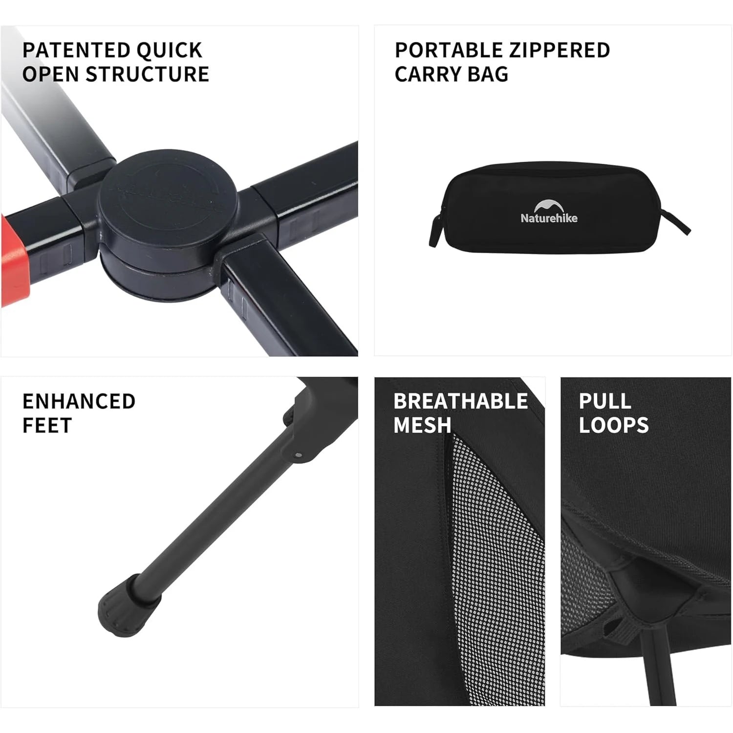 Naturehike Ultralight Folding Camping Chair Aluminum Alloy 200kg Load