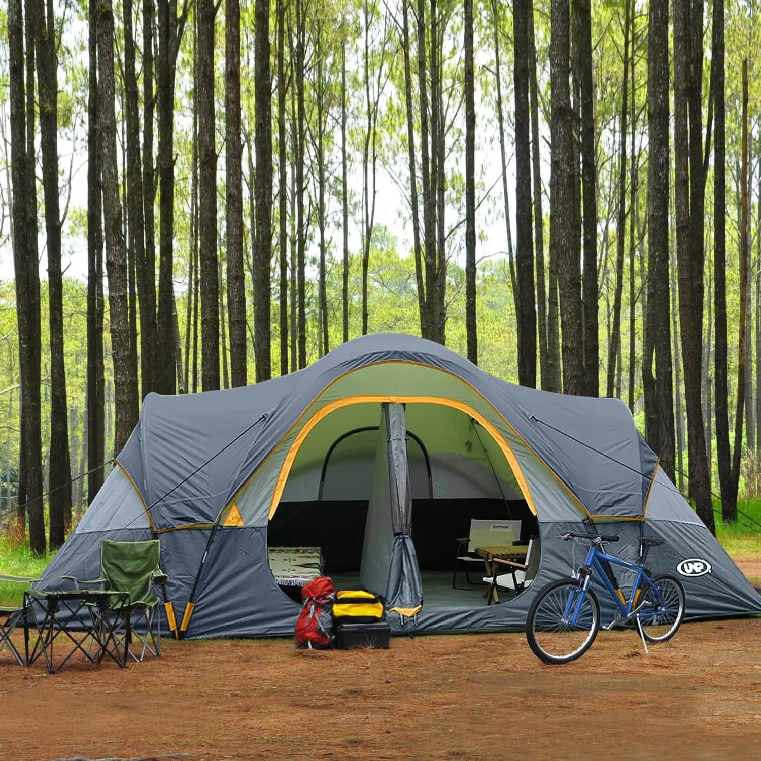 10-Person Family Camping Tent Easy Setup Waterproof 2 Rooms