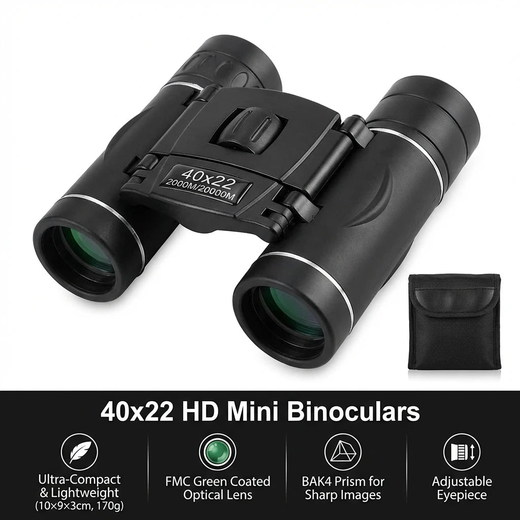 40x22 HD Binoculars BAK4 FMC Folding Mini Long Range Sight