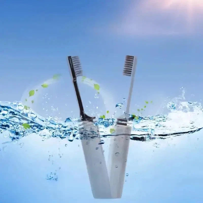 Portable Charcoal Folding Toothbrush - Compact Design for Travel, Camping, and Hiking