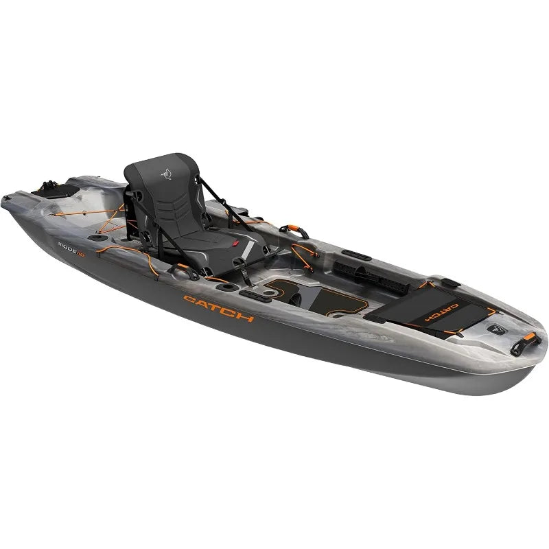 Catch Mode 110 premium fishing kayak with lawn chair seat, 10.5 ft design for anglers.