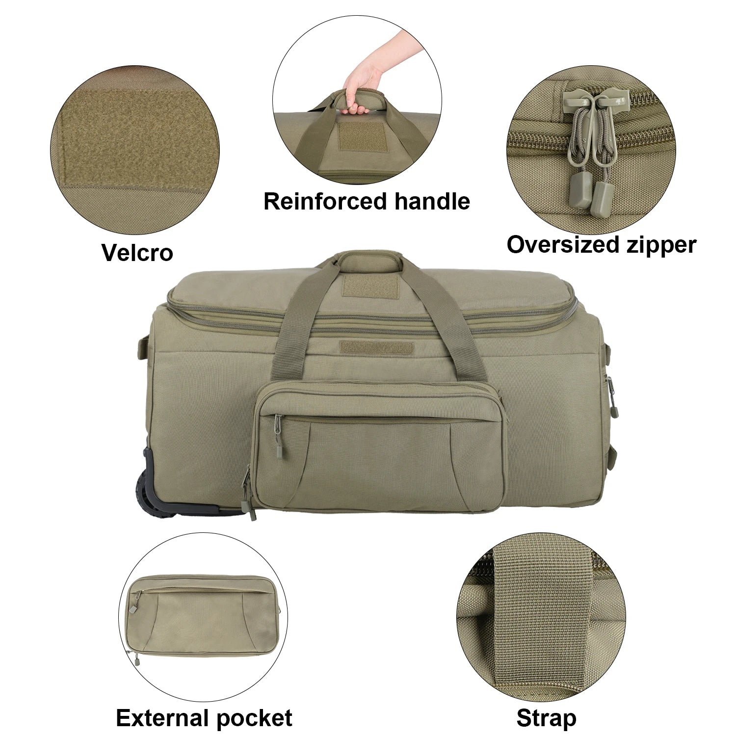 124L Large Camping Travel Bag Waterproof Nylon Trolley Luggage