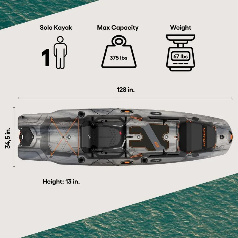Catch Mode 110 premium fishing kayak with lawn chair seat, 10.5 ft design for anglers.
