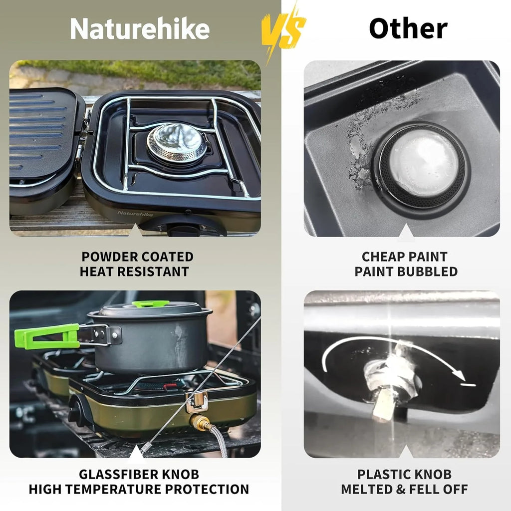 Naturehike 2-Burner Portable Camping Stove with Griddle