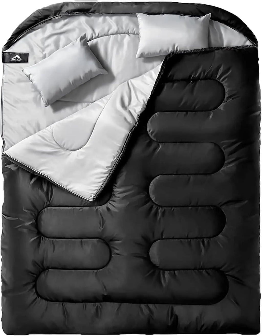 Double Sleeping Bag XL Queen Size Two-Person with Pillows All-Season