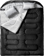 Double Sleeping Bag XL Queen Size Two-Person with Pillows All-Season