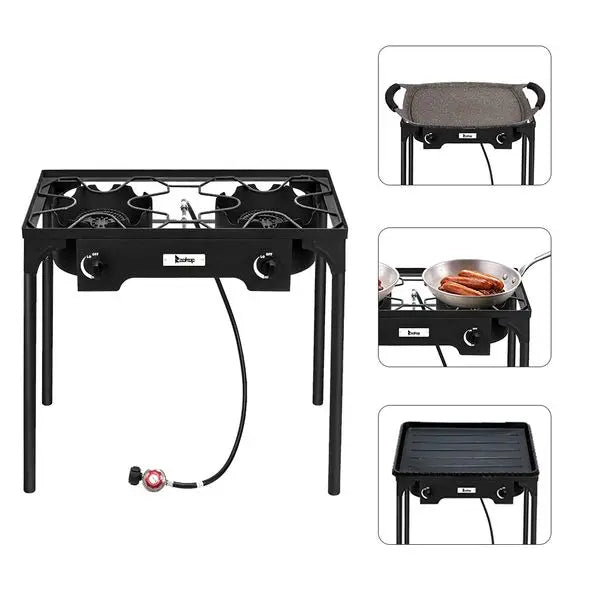 High Pressure Propane Stove Double Burner Cast Iron 150,000 BTU