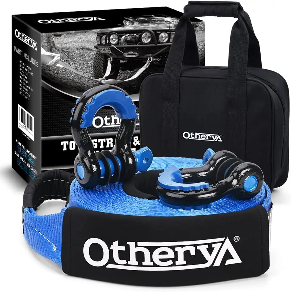 Heavy-Duty Tow Strap 3 in x 30 ft 35,000 lb with D-Ring Shackles