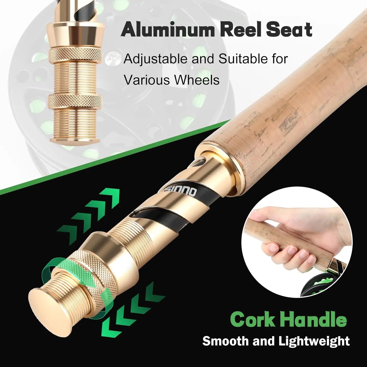 Lightweight 4-piece graphite fly fishing rod and reel combo with starter kit and carry bag.