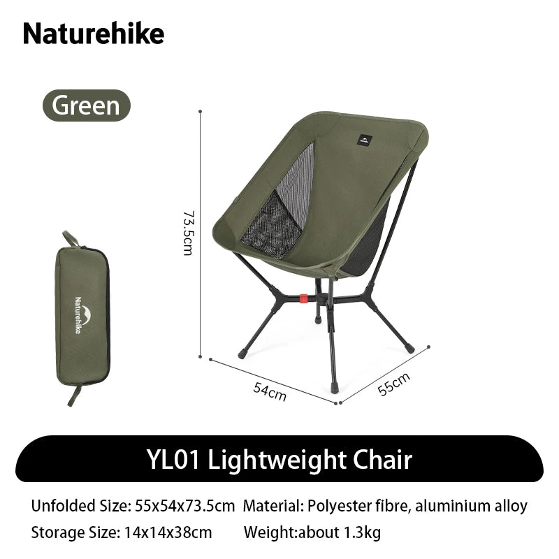 Naturehike Ultralight Folding Camping Chair Aluminum Alloy 200kg Load
