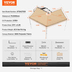 Retractable Vehicle Awning Car Side Awning with Storage Bag