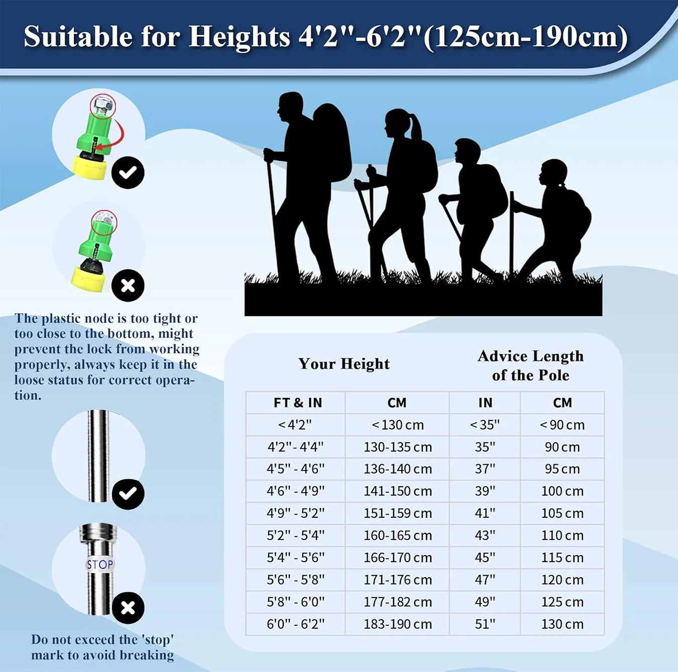 Multi-Functional Ultralight Trekking Pole Adjustable Foldable Hiking Pole