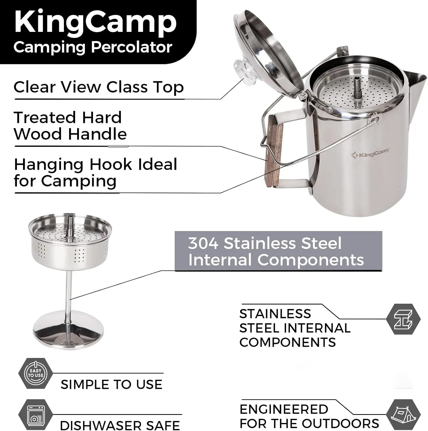 Portable 3-Burner Propane Camp Stove with Percolator Coffee Pot