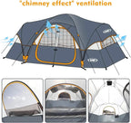 10-Person Family Camping Tent Easy Setup Waterproof 2 Rooms
