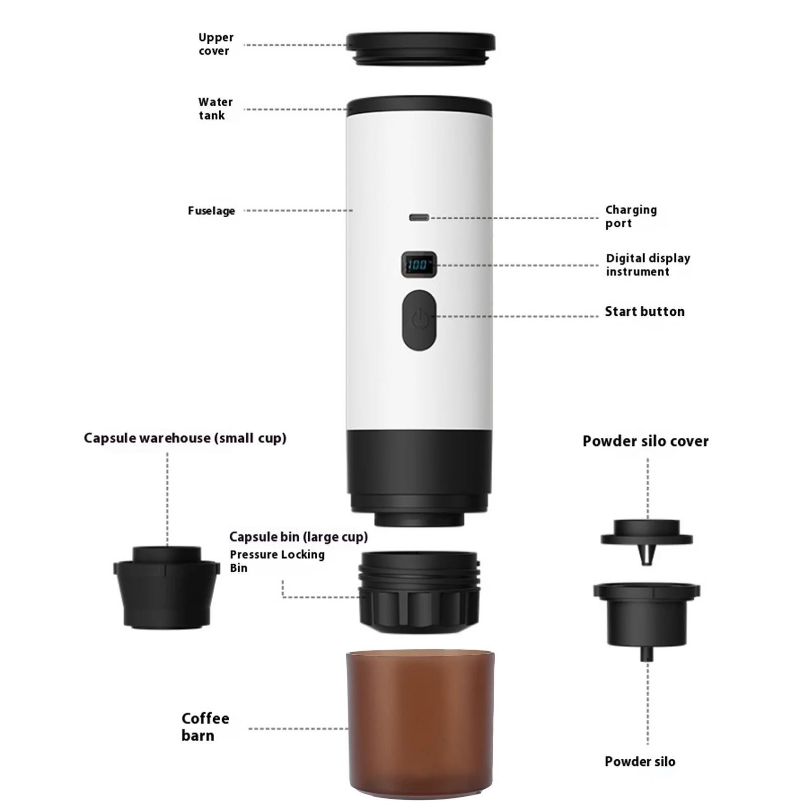 Portable Capsule Coffee Maker Cordless Electric Coffee Machine