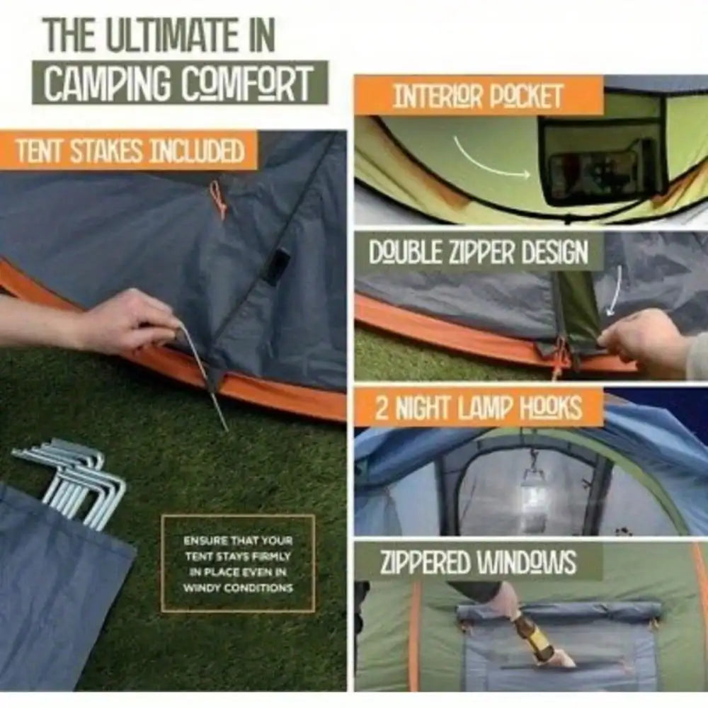 4-Person Pop-Up Camping Tent Waterproof
