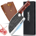 Hand-Forged Stainless Steel Chef Knife Cleaver with Sheath