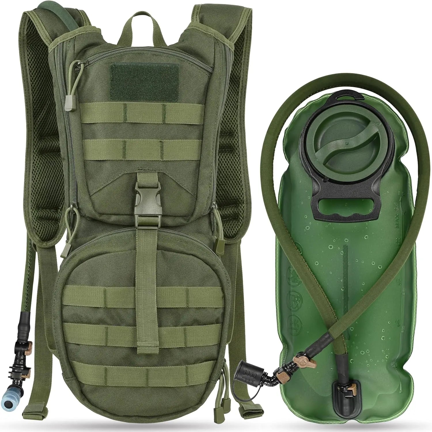 Tactical Hydration Backpack w/ 3L TPU Bladder, Ideal for Cycling, Hiking, Running, etc.