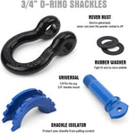 Heavy-Duty Tow Strap 3 in x 30 ft 35,000 lb with D-Ring Shackles