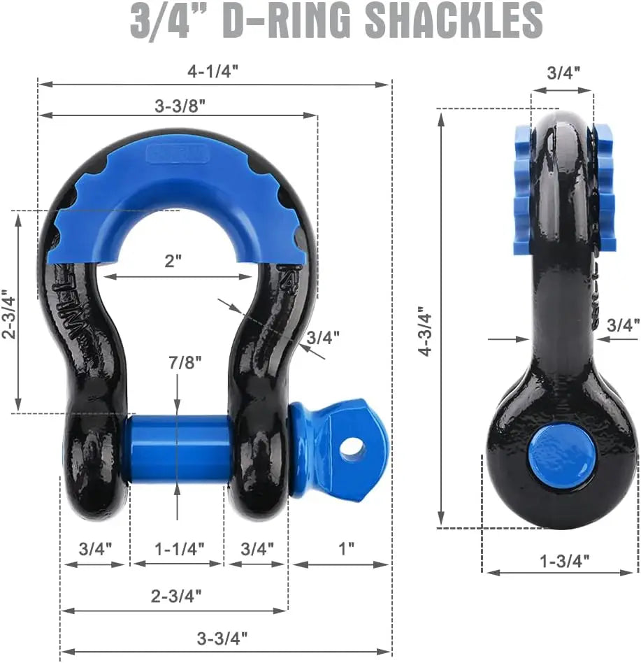 Heavy-Duty Tow Strap 3 in x 30 ft 35,000 lb with D-Ring Shackles