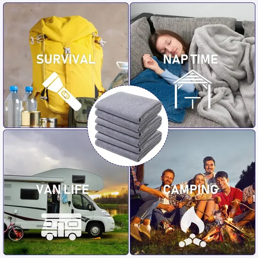 Bulk set of three military-style wool camping blankets, fire retardant and durable for outdoor use 60x80