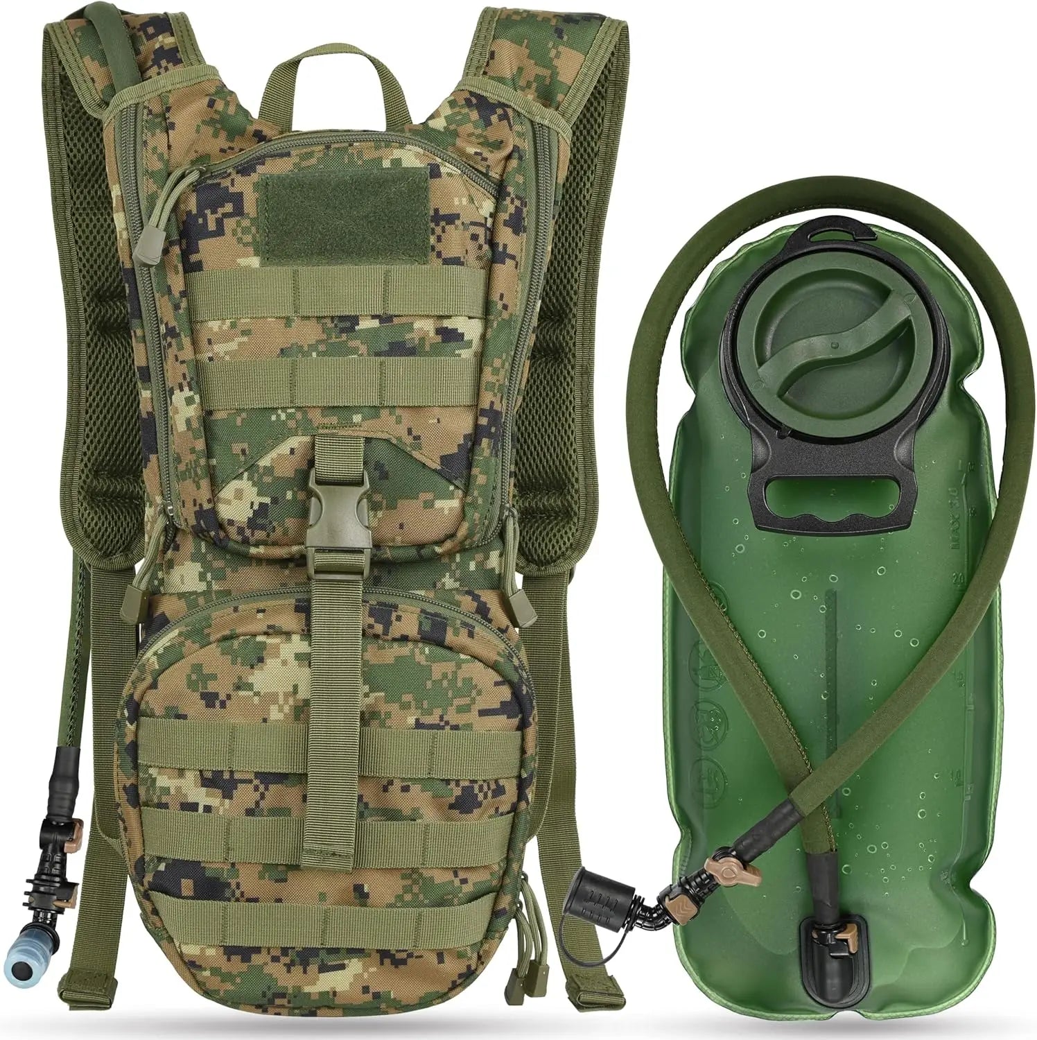 Tactical Hydration Backpack w/ 3L TPU Bladder, Ideal for Cycling, Hiking, Running, etc.