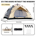 PAKICETUS 2-4 Person Automatic Pop Up Camping Tent, Instant Quick Setup Portable Windproof Tent, Lightweight Backpacking Shelter for Outdoor Travel Hiking Picnic
