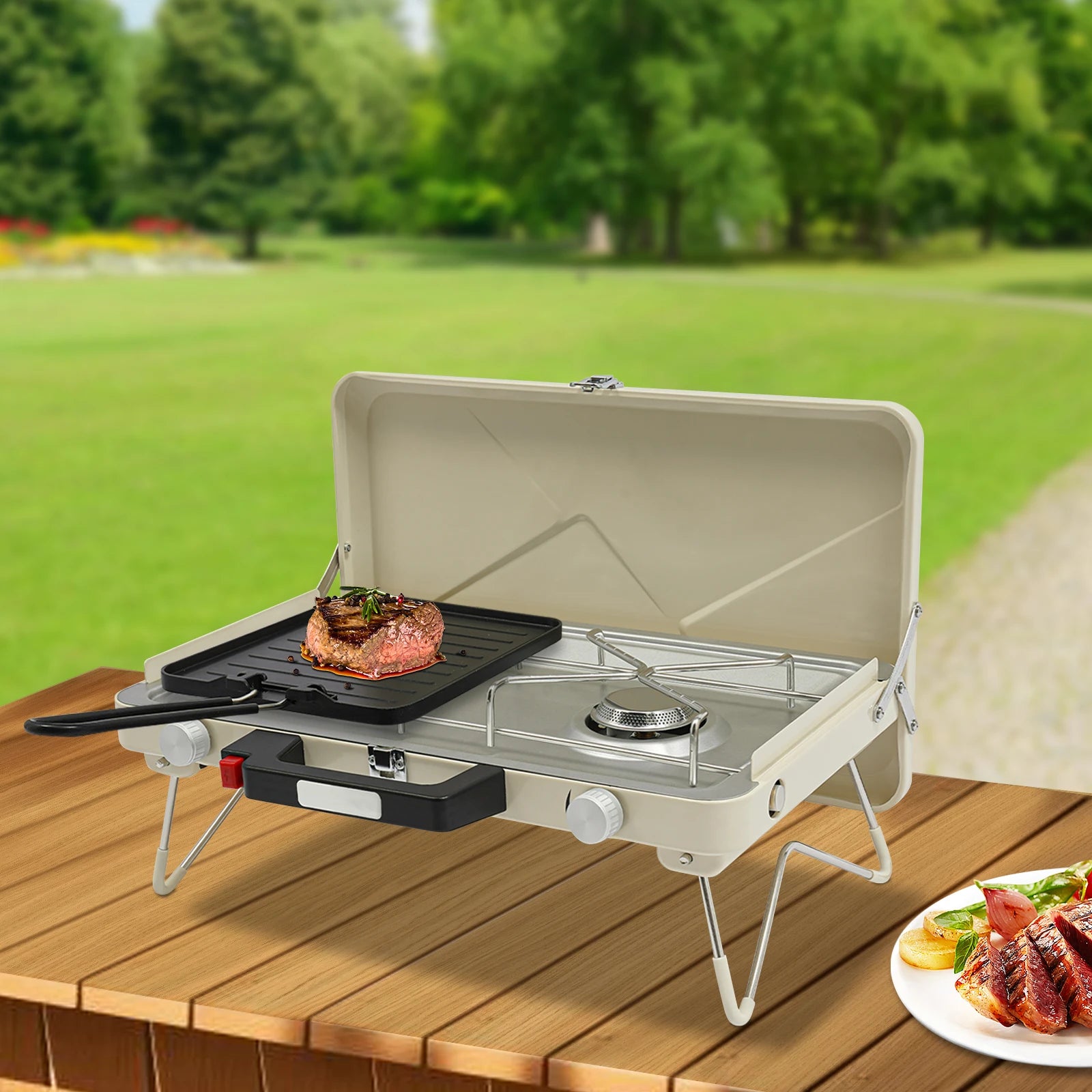 Dual Burner Camping Stove 2x3500W Foldable Gas Stove with Ignition