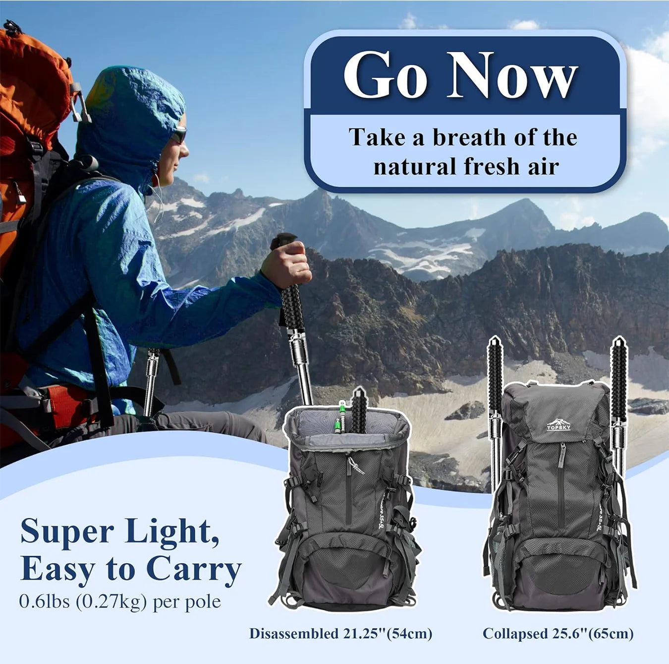 Multi-Functional Ultralight Trekking Pole Adjustable Foldable Hiking Pole