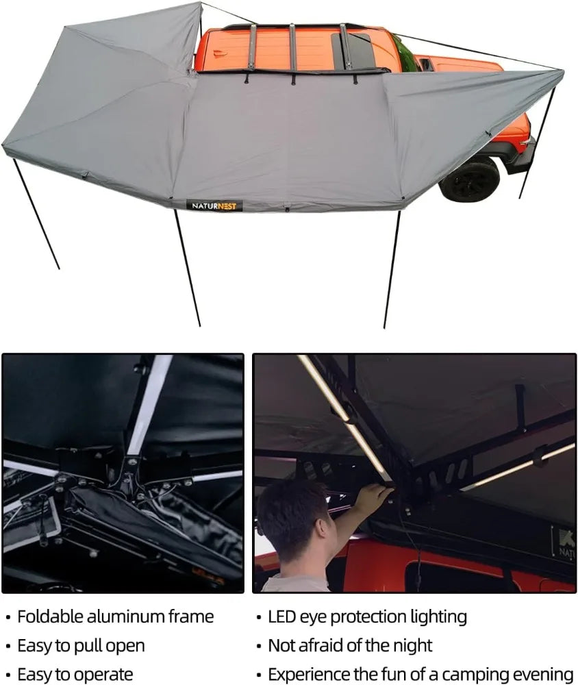 270 Degree Vehicle Awning for SUV Jeep Truck Rooftop Overland