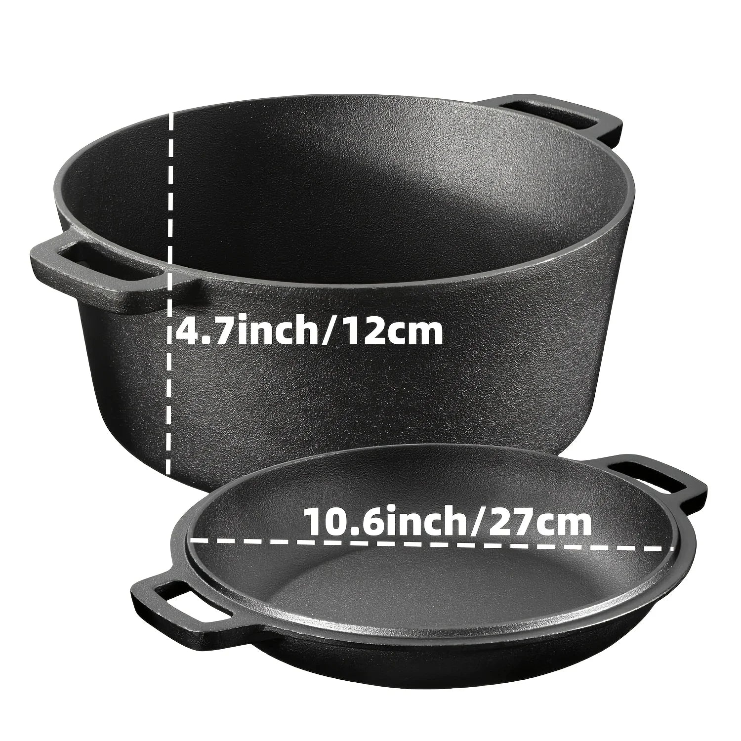 3-piece pre-seasoned cast iron skillet set with 6, 8, and 10 inch pans for versatile cooking.