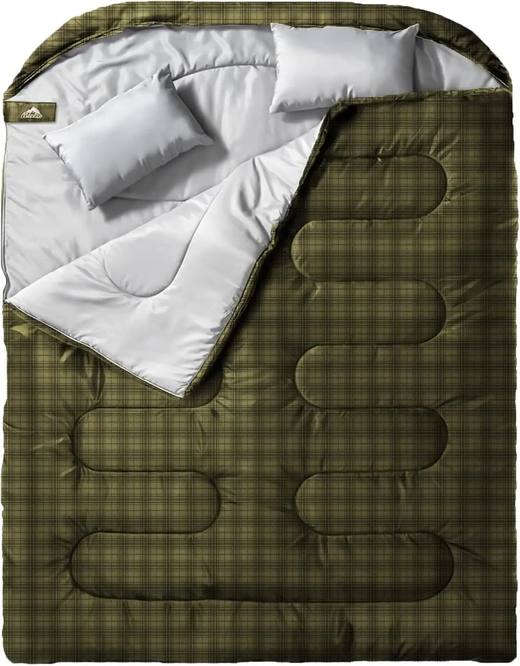 Double Sleeping Bag XL Queen Size Two-Person with Pillows All-Season